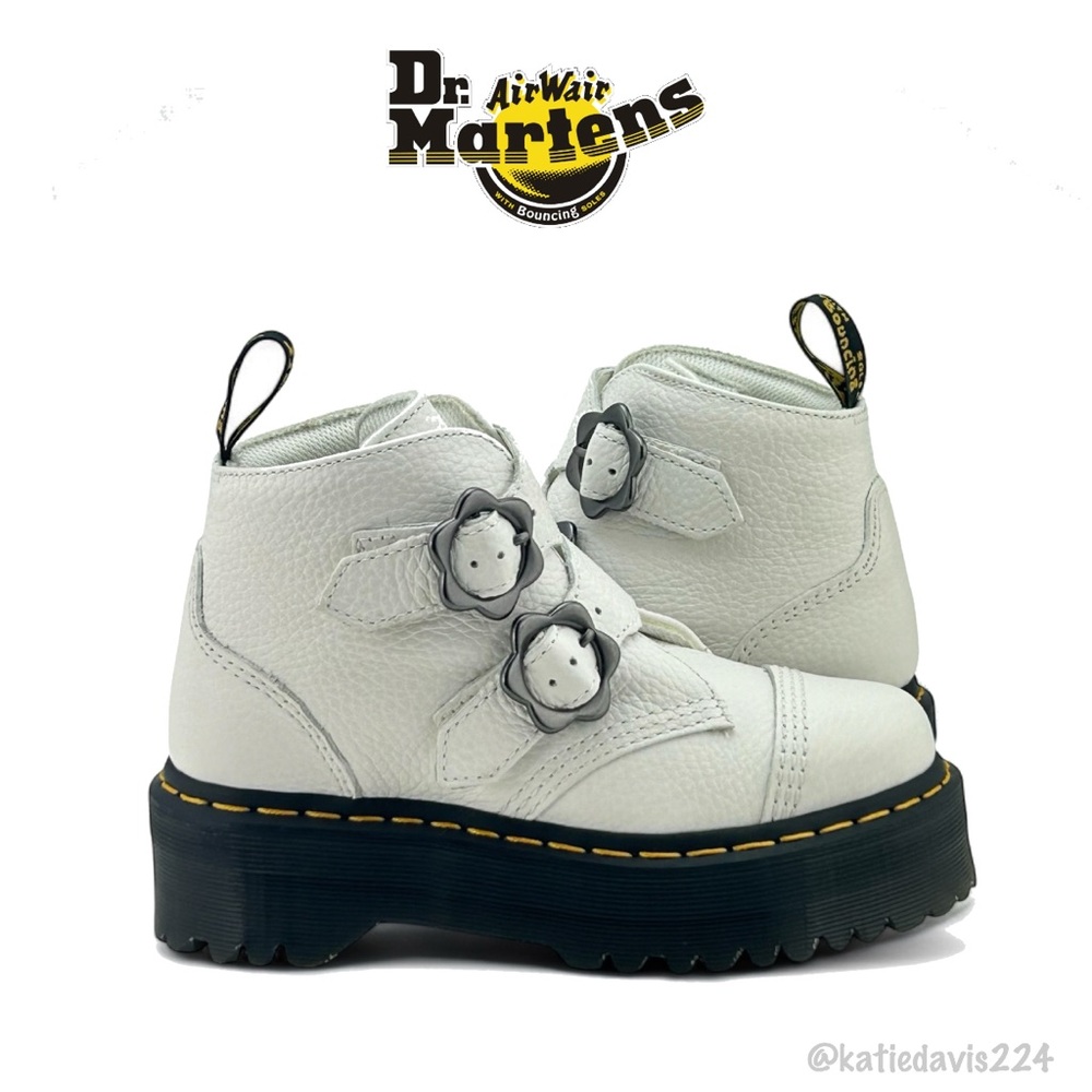 Dr. Martens Devon Flower Leather Platform Boots, Women’s US 5.